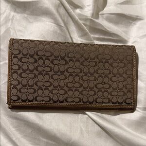 Coach Tan Signature Pattern checkbook cover